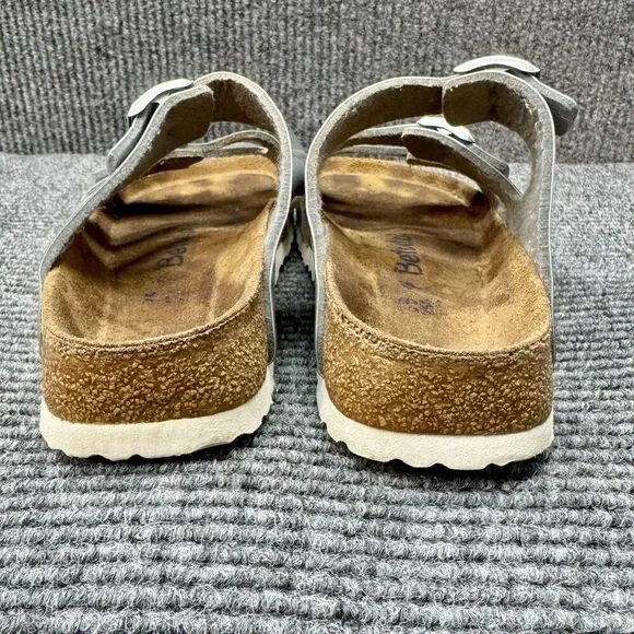 Betula Birkenstock Leo Sandals Womens 39/ 8-8.5 Silver Metal Buckle 3 Strap - Picture 6 of 10